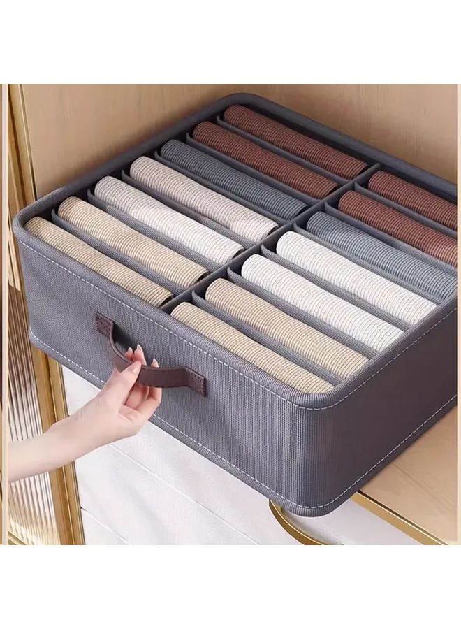 Grey Foldable Storage Boxes With Lids 2pcs For Wardrobe Clothes Organizer - Image 2